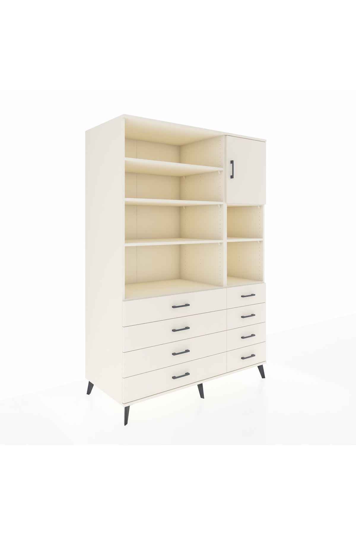 Kronos Dolap 8 Raflı 8 Çekmeceli Tek Kapaklı 132x59x195 Aytaşı-Aytaşı/Aytaşı