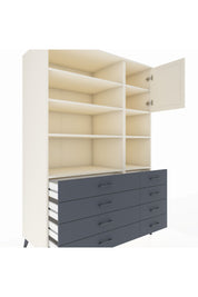 Kronos Dolap 8 Raflı 8 Çekmeceli Tek Kapaklı 132x59x195 Aytaşı-Aytaşı/Antrasit