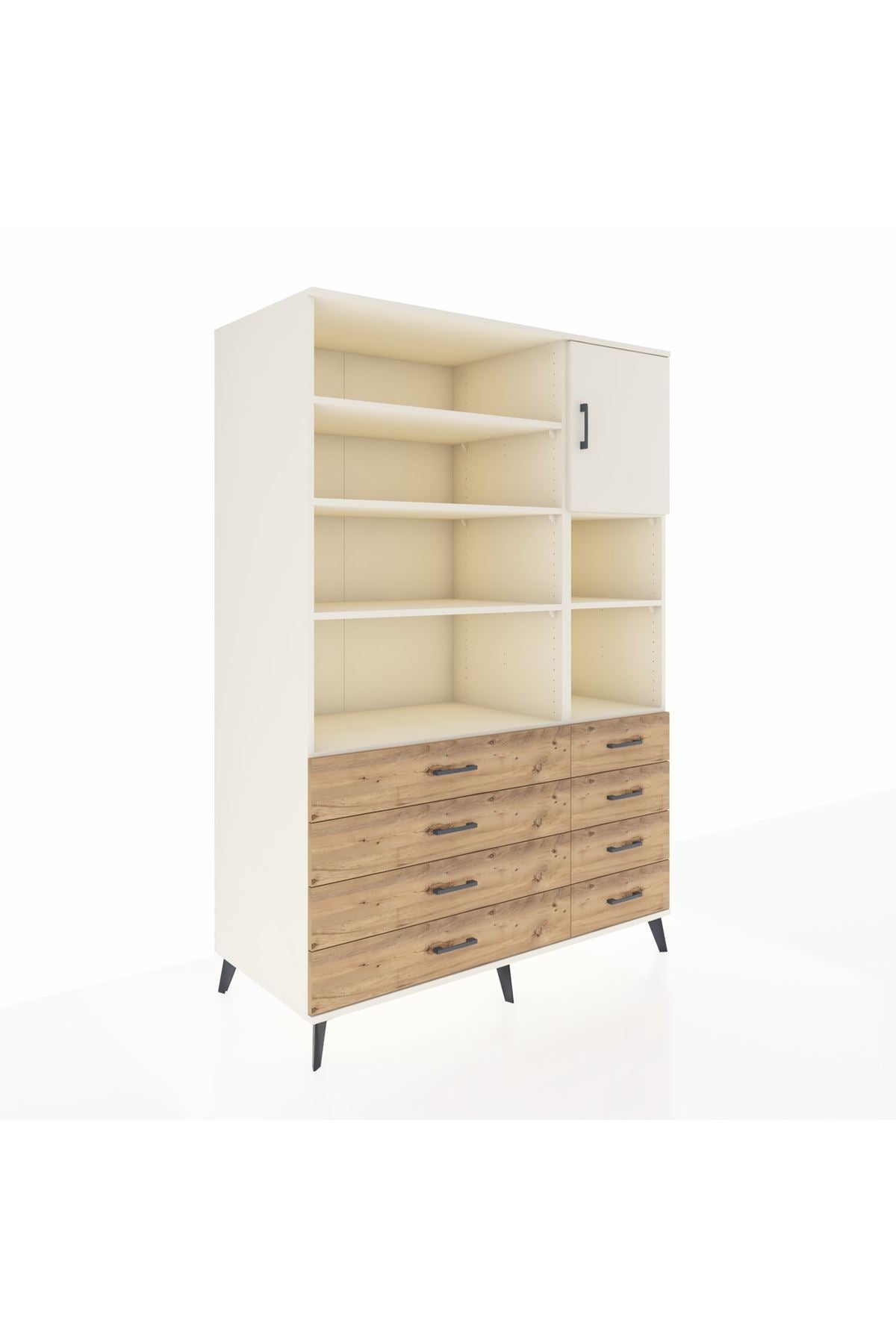 Kronos Dolap 8 Raflı 8 Çekmeceli Tek Kapaklı 132x59x195 Aytaşı-Aytaşı/Çam