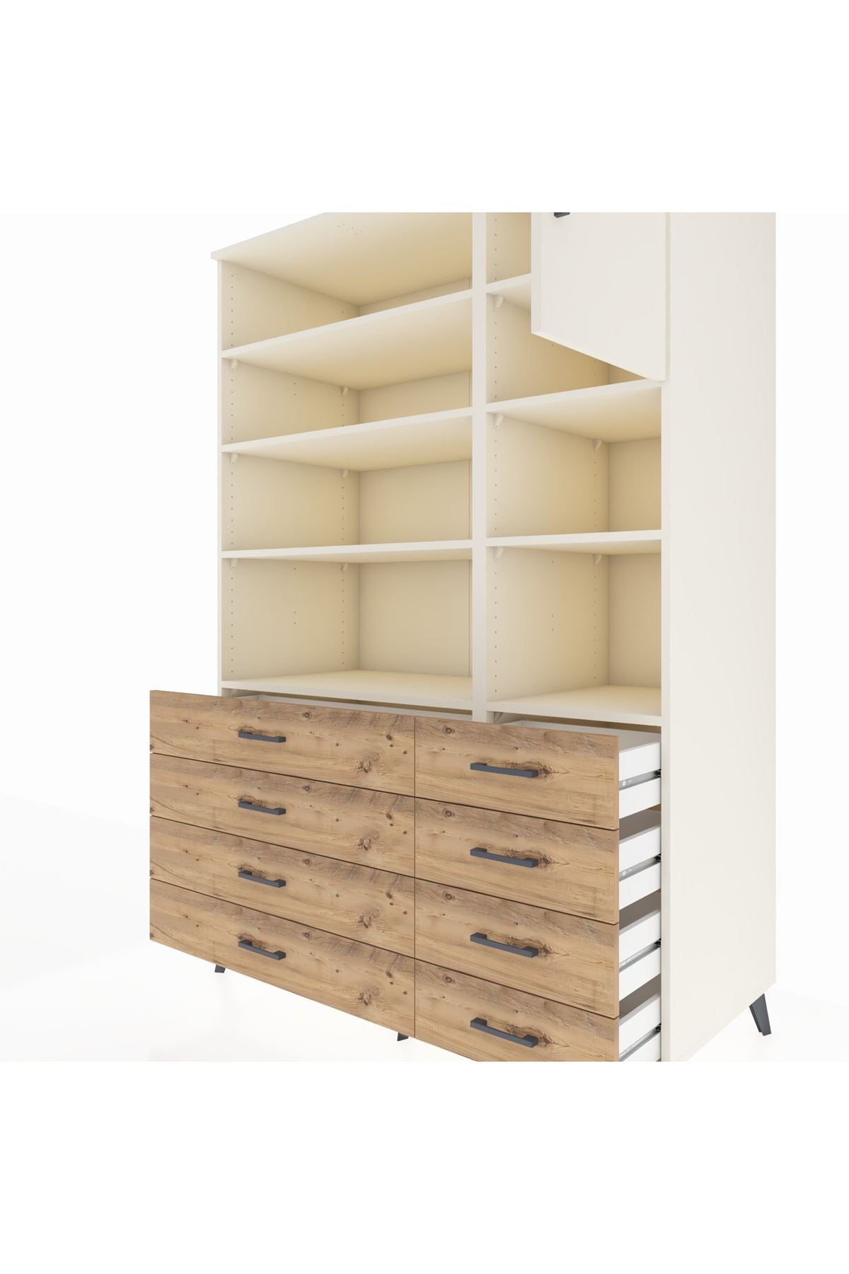 Kronos Dolap 8 Raflı 8 Çekmeceli Tek Kapaklı 132x59x195 Aytaşı-Aytaşı/Çam