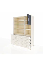 Kronos Dolap 8 Raflı 8 Çekmeceli Tek Kapaklı 132x59x195 Aytaşı-Antrasit/Aytaşı