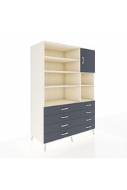 Kronos Dolap 8 Raflı 8 Çekmeceli Tek Kapaklı 132x59x195 Aytaşı-Antrasit/Antrasit