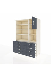 Kronos Dolap 8 Raflı 8 Çekmeceli Tek Kapaklı 132x59x195 Aytaşı-Antrasit/Antrasit