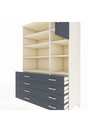 Kronos Dolap 8 Raflı 8 Çekmeceli Tek Kapaklı 132x59x195 Aytaşı-Antrasit/Antrasit