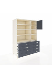 Kronos Dolap 8 Raflı 8 Çekmeceli Tek Kapaklı 132x59x195 Aytaşı-Antrasit/Antrasit