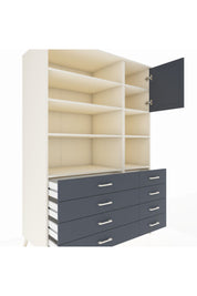 Kronos Dolap 8 Raflı 8 Çekmeceli Tek Kapaklı 132x59x195 Aytaşı-Antrasit/Antrasit