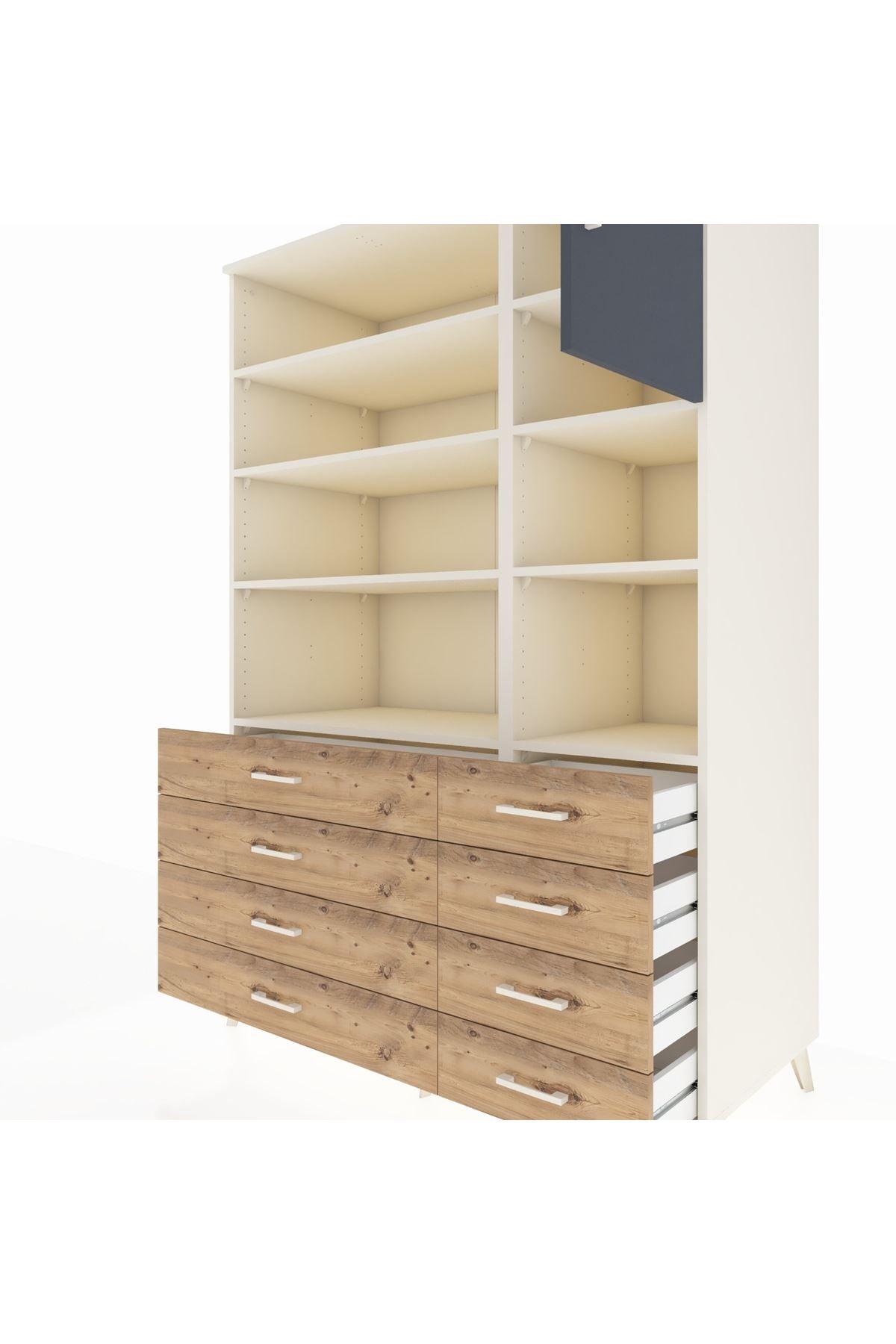 Kronos Dolap 8 Raflı 8 Çekmeceli Tek Kapaklı 132x59x195 Aytaşı-Antrasit/Çam