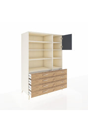 Kronos Dolap 8 Raflı 8 Çekmeceli Tek Kapaklı 132x59x195 Aytaşı-Antrasit/Çam