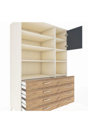 Kronos Dolap 8 Raflı 8 Çekmeceli Tek Kapaklı 132x59x195 Aytaşı-Antrasit/Çam