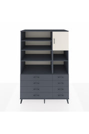 Kronos Dolap 8 Raflı 8 Çekmeceli Tek Kapaklı 132x59x195 Antrasit-Aytaşı/Antrasit
