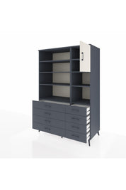Kronos Dolap 8 Raflı 8 Çekmeceli Tek Kapaklı 132x59x195 Antrasit-Aytaşı/Antrasit