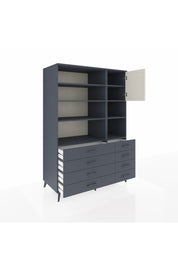 Kronos Dolap 8 Raflı 8 Çekmeceli Tek Kapaklı 132x59x195 Antrasit-Aytaşı/Antrasit