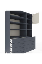 Kronos Dolap 8 Raflı 8 Çekmeceli Tek Kapaklı 132x59x195 Antrasit-Aytaşı/Antrasit