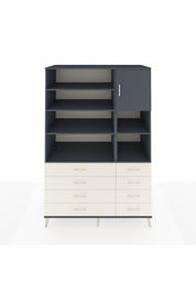 Kronos Dolap 8 Raflı 8 Çekmeceli Tek Kapaklı 132x59x195 Antrasit-Antrasit/Aytaşı