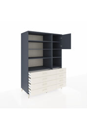 Kronos Dolap 8 Raflı 8 Çekmeceli Tek Kapaklı 132x59x195 Antrasit-Antrasit/Aytaşı