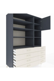 Kronos Dolap 8 Raflı 8 Çekmeceli Tek Kapaklı 132x59x195 Antrasit-Antrasit/Aytaşı