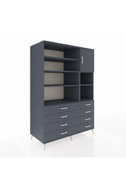 Kronos Dolap 8 Raflı 8 Çekmeceli Tek Kapaklı 132x59x195 Antrasit-Antrasit/Antrasit