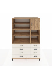 Kronos Dolap 8 Raflı 8 Çekmeceli Tek Kapaklı 132x59x195 Çam-Çam/Aytaşı