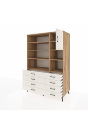 Kronos Dolap 8 Raflı 8 Çekmeceli Tek Kapaklı 132x59x195 Çam-Aytaşı/Aytaşı