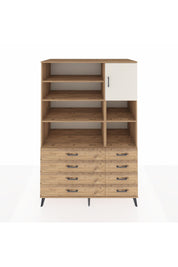 Kronos Dolap 8 Raflı 8 Çekmeceli Tek Kapaklı 132x59x195 Çam-Aytaşı/Çam