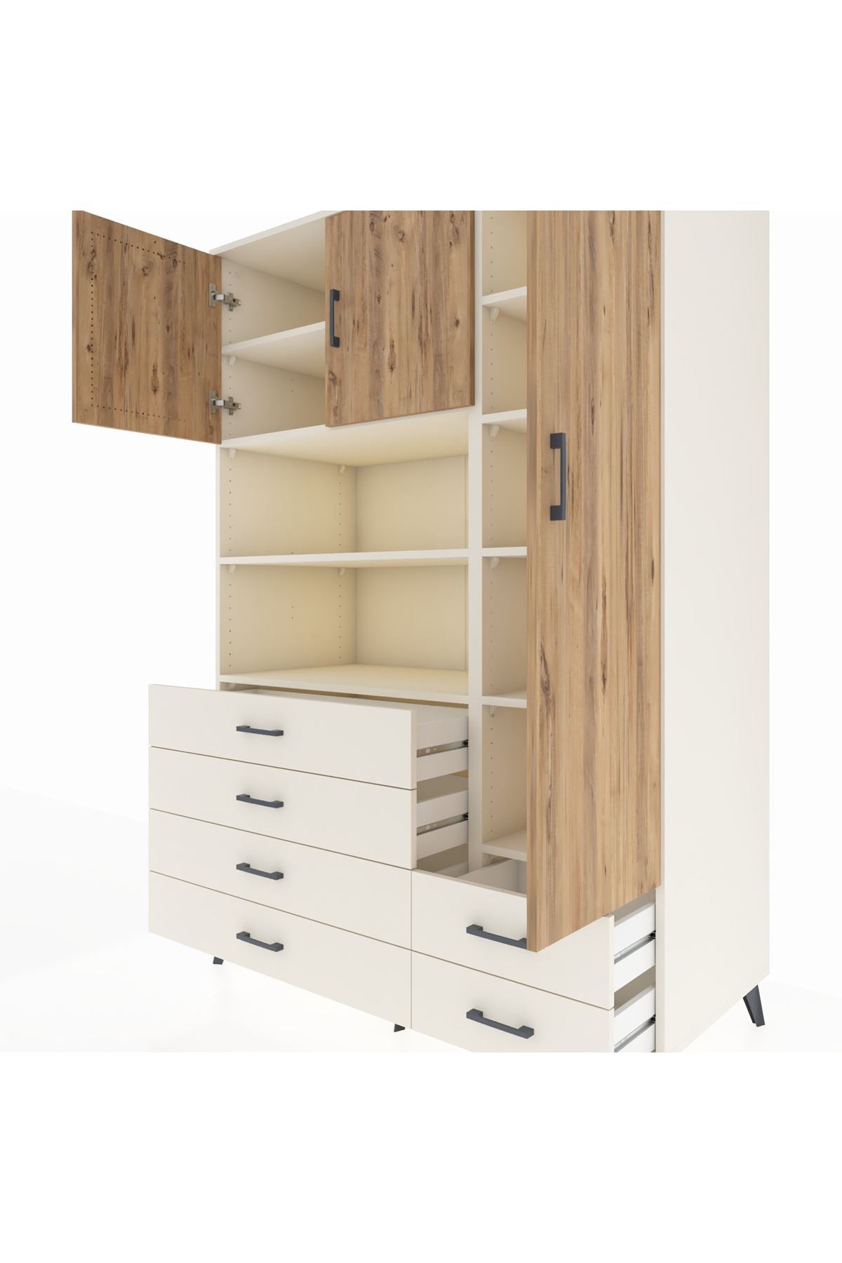 Kronos Dolap 9 Raflı 6 Çekmeceli 3 Kapaklı 132x59x195 Aytaşı-Çam/Aytaşı