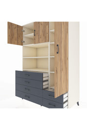 Kronos Dolap 9 Raflı 6 Çekmeceli 3 Kapaklı 132x59x195 Aytaşı-Çam/Antrasit