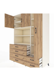 Kronos Dolap 9 Raflı 6 Çekmeceli 3 Kapaklı 132x59x195 Aytaşı-Çam/Çam