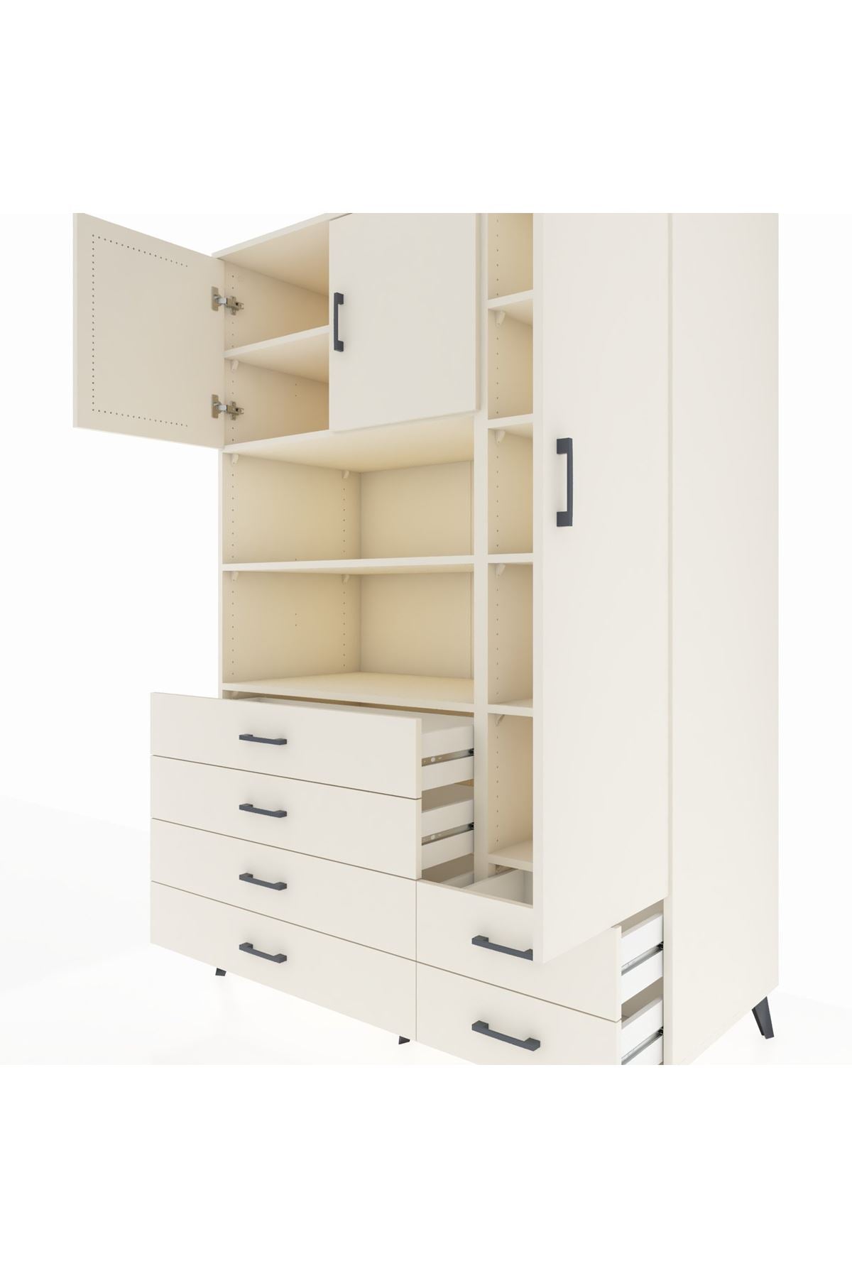 Kronos Dolap 9 Raflı 6 Çekmeceli 3 Kapaklı 132x59x195 Aytaşı-Aytaşı/Aytaşı