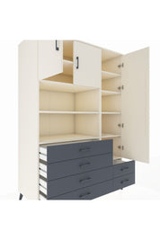 Kronos Dolap 9 Raflı 6 Çekmeceli 3 Kapaklı 132x59x195 Aytaşı-Aytaşı/Antrasit