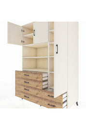 Kronos Dolap 9 Raflı 6 Çekmeceli 3 Kapaklı 132x59x195 Aytaşı-Aytaşı/Çam