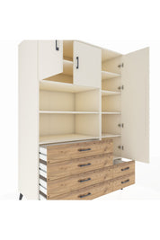 Kronos Dolap 9 Raflı 6 Çekmeceli 3 Kapaklı 132x59x195 Aytaşı-Aytaşı/Çam