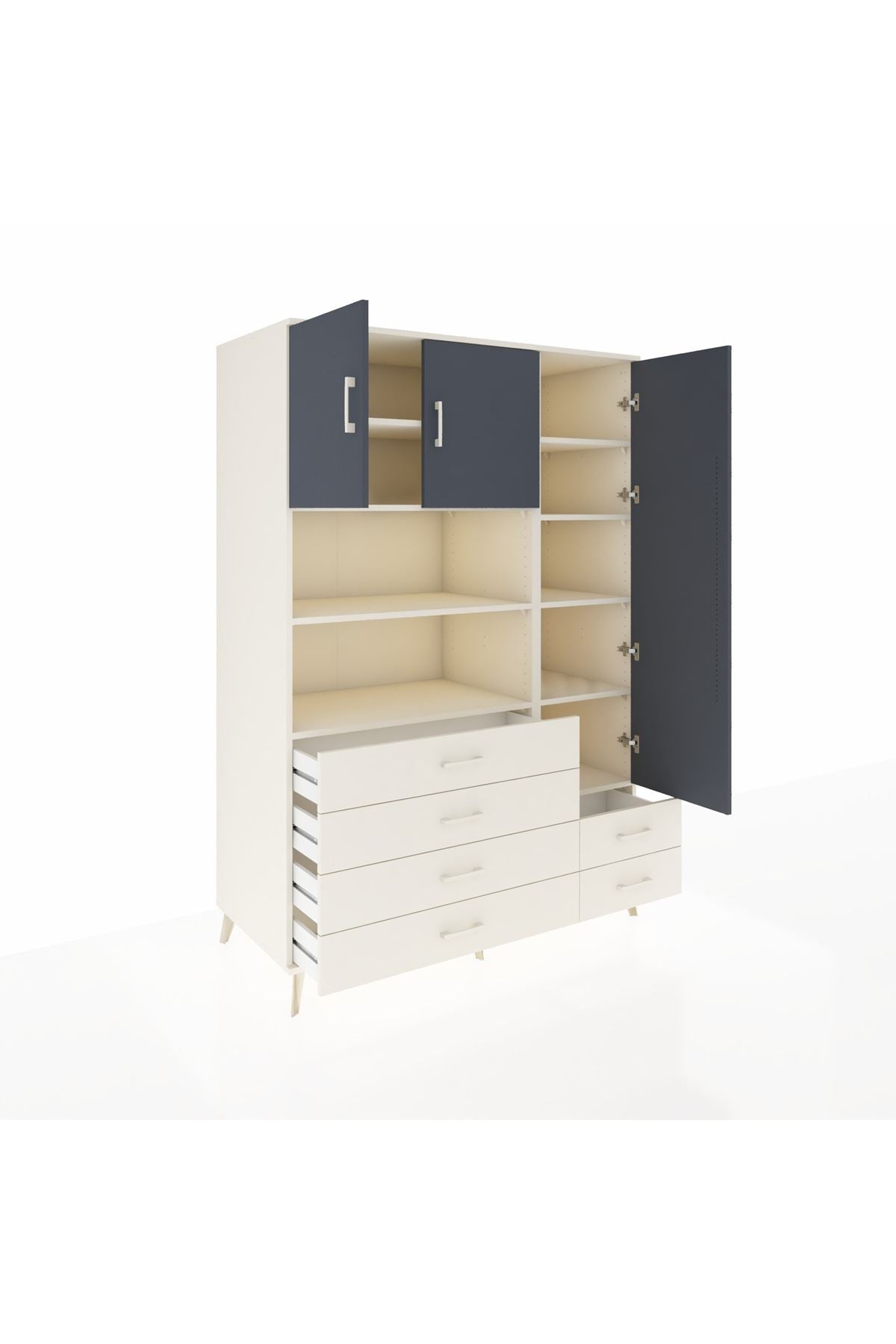 Kronos Dolap 9 Raflı 6 Çekmeceli 3 Kapaklı 132x59x195 Aytaşı-Antrasit/Aytaşı