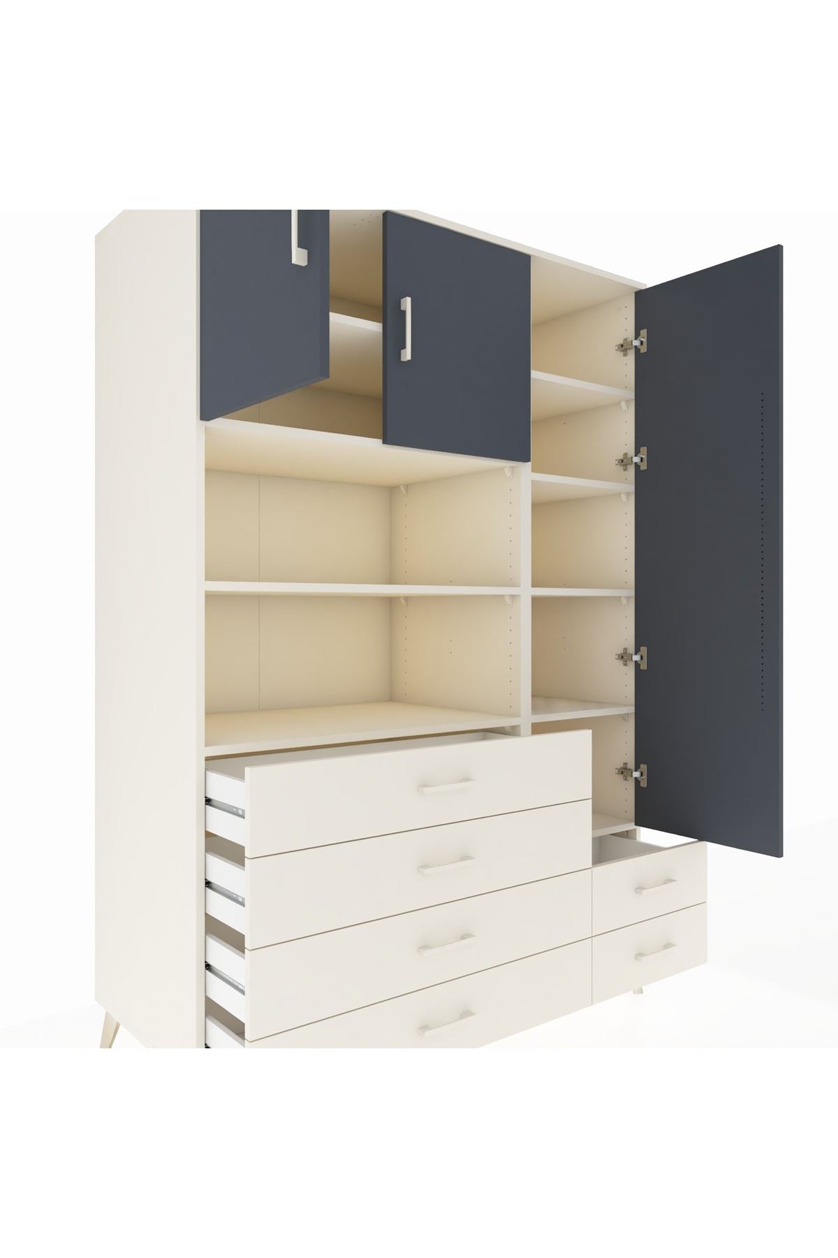 Kronos Dolap 9 Raflı 6 Çekmeceli 3 Kapaklı 132x59x195 Aytaşı-Antrasit/Aytaşı