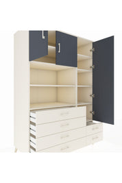 Kronos Dolap 9 Raflı 6 Çekmeceli 3 Kapaklı 132x59x195 Aytaşı-Antrasit/Aytaşı