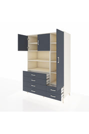 Kronos Dolap 9 Raflı 6 Çekmeceli 3 Kapaklı 132x59x195 Aytaşı-Antrasit/Antrasit