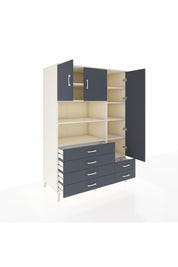 Kronos Dolap 9 Raflı 6 Çekmeceli 3 Kapaklı 132x59x195 Aytaşı-Antrasit/Antrasit