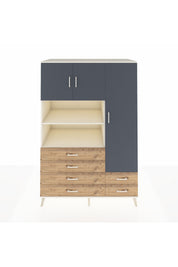 Kronos Dolap 9 Raflı 6 Çekmeceli 3 Kapaklı 132x59x195 Aytaşı-Antrasit/Çam