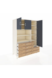 Kronos Dolap 9 Raflı 6 Çekmeceli 3 Kapaklı 132x59x195 Aytaşı-Antrasit/Çam