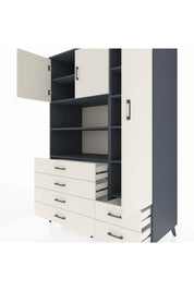 Kronos Dolap 9 Raflı 6 Çekmeceli 3 Kapaklı 132x59x195 Antrasit-Aytaşı/Aytaşı