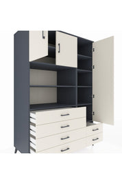 Kronos Dolap 9 Raflı 6 Çekmeceli 3 Kapaklı 132x59x195 Antrasit-Aytaşı/Aytaşı