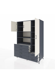 Kronos Dolap 9 Raflı 6 Çekmeceli 3 Kapaklı 132x59x195 Antrasit-Aytaşı/Antrasit