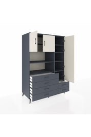 Kronos Dolap 9 Raflı 6 Çekmeceli 3 Kapaklı 132x59x195 Antrasit-Aytaşı/Antrasit