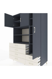 Kronos Dolap 9 Raflı 6 Çekmeceli 3 Kapaklı 132x59x195 Antrasit-Antrasit/Aytaşı
