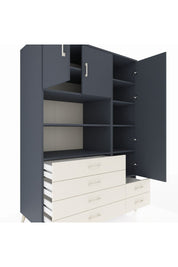 Kronos Dolap 9 Raflı 6 Çekmeceli 3 Kapaklı 132x59x195 Antrasit-Antrasit/Aytaşı