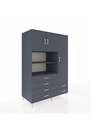 Kronos Dolap 9 Raflı 6 Çekmeceli 3 Kapaklı 132x59x195 Antrasit-Antrasit/Antrasit