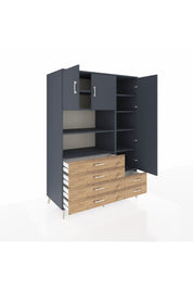 Kronos Dolap 9 Raflı 6 Çekmeceli 3 Kapaklı 132x59x195 Antrasit-Antrasit/Çam