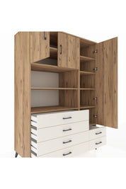 Kronos Dolap 9 Raflı 6 Çekmeceli 3 Kapaklı 132x59x195 Çam-Çam/Aytaşı