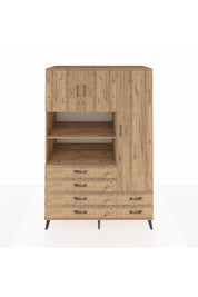 Kronos Dolap 9 Raflı 6 Çekmeceli 3 Kapaklı 132x59x195 Çam-Çam/Çam