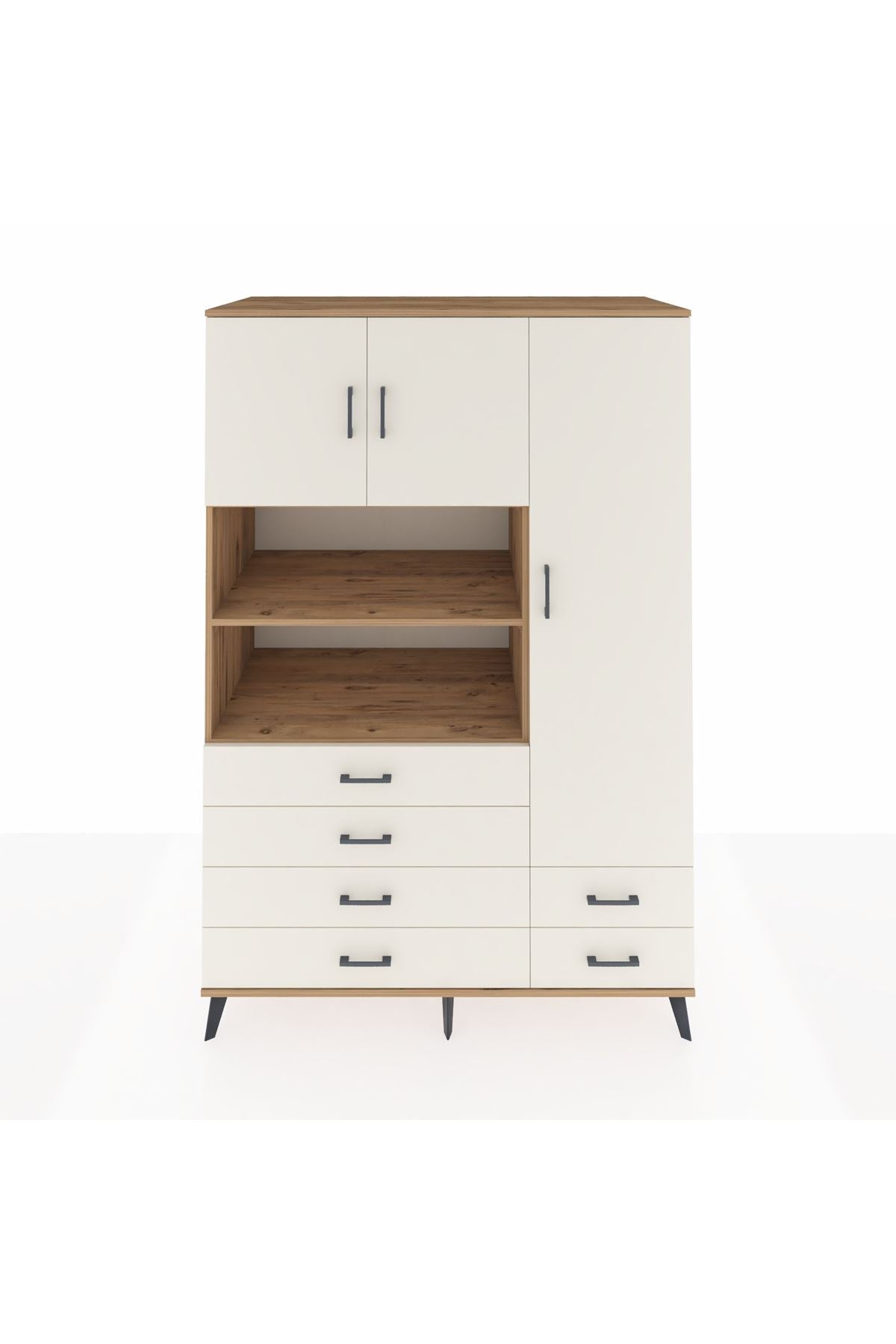 Kronos Dolap 9 Raflı 6 Çekmeceli 3 Kapaklı 132x59x195 Çam-Aytaşı/Aytaşı