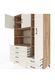 Kronos Dolap 9 Raflı 6 Çekmeceli 3 Kapaklı 132x59x195 Çam-Aytaşı/Aytaşı